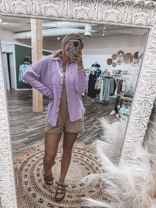 Lavender: Gauze Button Down