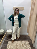 Teal: Ribbed Cardigan