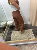 Lace Boho Pants - Brown