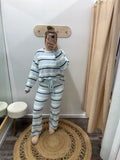 Blue Striped Sweater Set