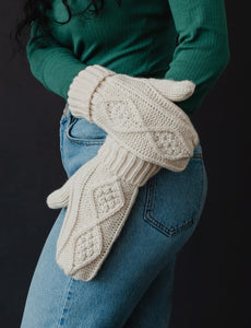 Beige Knit Mittens