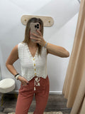 Crochet Sweater Vest - Cream