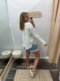 Embroidered Gauze Pullover