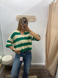 Split Neck Stripe Sweater