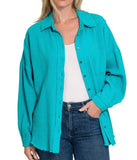 Teal: Gauze Button Down