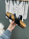 Black: Strappy Leah Sandals