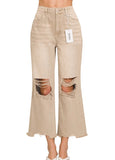 Mocha: Washed Distressed Denim