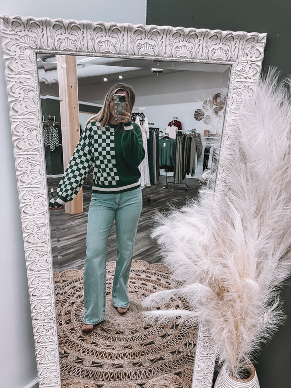 Green: Vintage Check Sweater