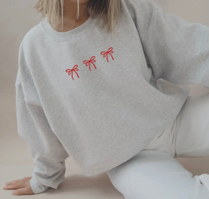 Embroidered 3 Bow Crewneck