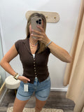 Brown Button Top