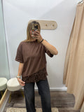 Floral Lace Tee - Brown