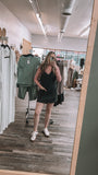 Black: Denim Overall Dress