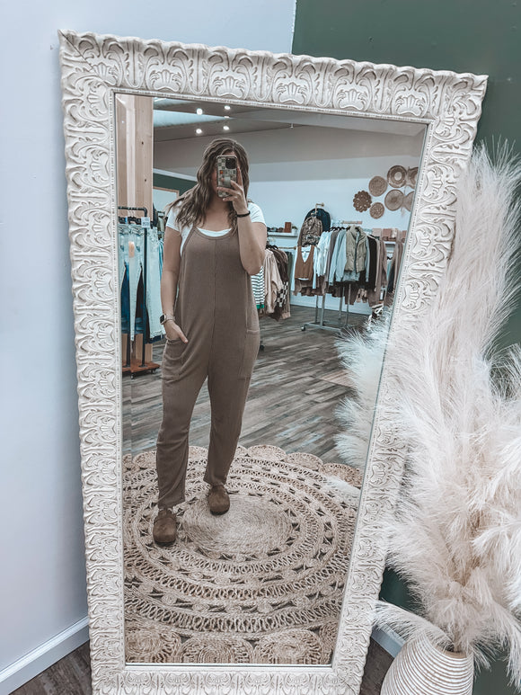 Mocha: Ribbed Jumpsuit