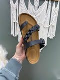 Black: Strappy Leah Sandals