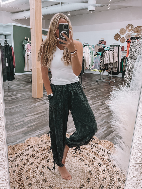 Mineral Wash Side Tie Pants