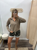Luxe Sand Wash Rib 1/4 Zip Sweater