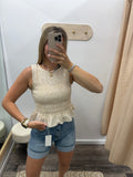 Striped Sleeveless Smocked Blouse