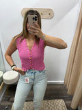 Crochet Sweater Vest - Pink