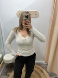 Lace Trimmed Henley Top