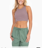 Deep Taupe: Micro Ribbed Crop Top