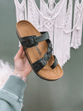 Black: Strappy Leah Sandals