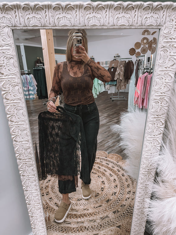 Brown: Lace Top