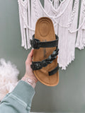Black: Strappy Leah Sandals
