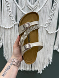 Off White: Strappy Leah Sandals
