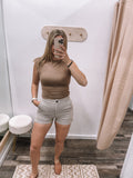Smocked Ruched Top - Brown