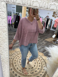 Mauve: Thermal V-Neck Top
