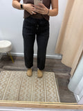 Elastic Waist Slouchy Pants - Black