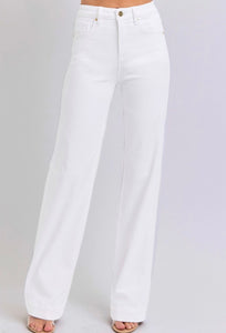 White: High Rise Straight Denim