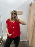 Ruby Red Button Vest