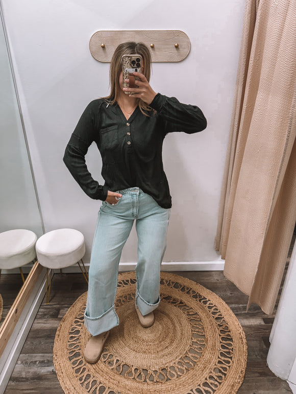 Black: Henley Hoodie