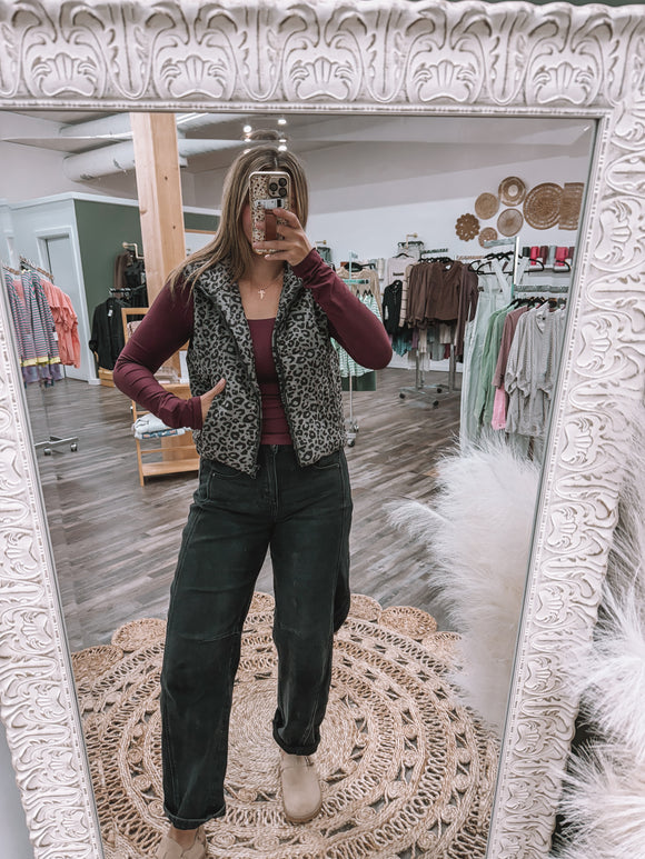 Black Leopard: Puffer Vest