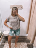 Ribbed Striped Top - Brown
