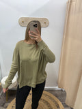 Waffle Ribbed Pullover - Green