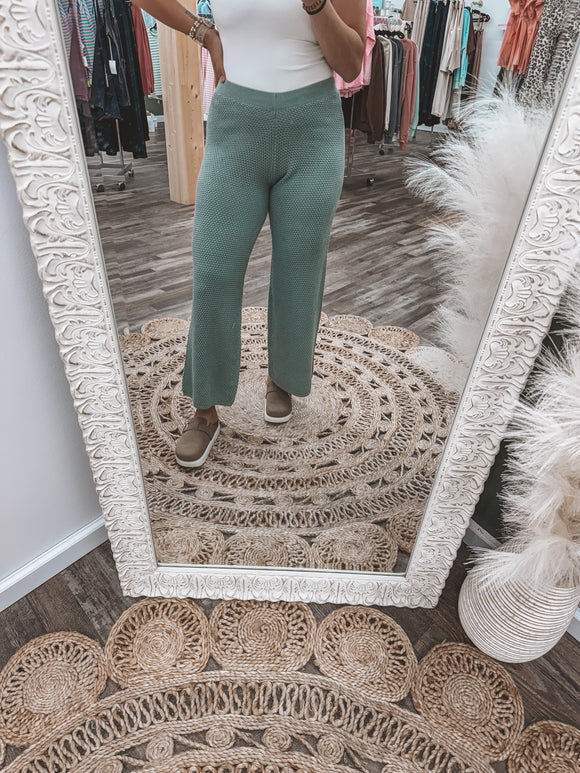 Teal Grey Waffle Pants