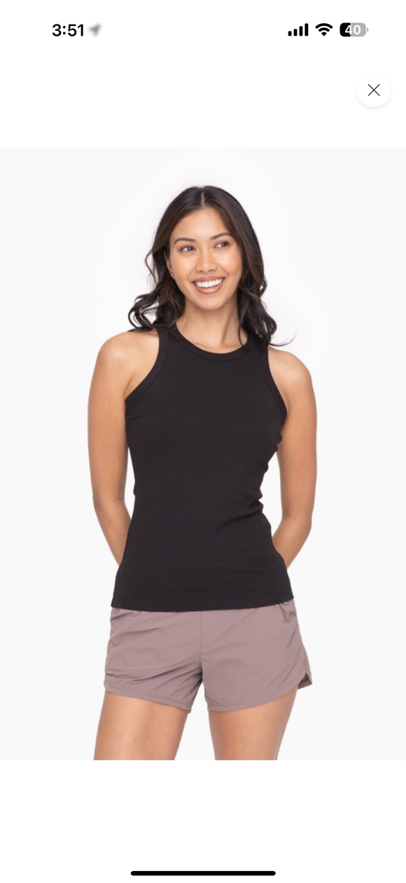 Black: Essential Ribbed Tank