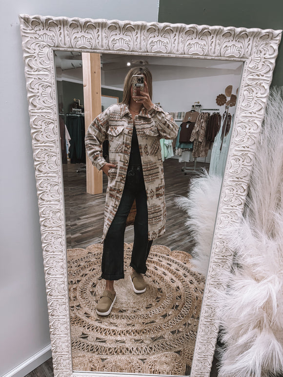 Aztec & Plaid Shacket Jacket Coat