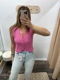 Crochet Sweater Vest - Pink