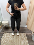 Risen: Mid Rise Black Cuffed Denim