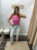 Crochet Sweater Vest - Pink