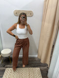 Lace Boho Pants - Brown