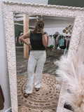 White: High Rise Straight Denim