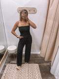Smocked Strapless Jumpsuit