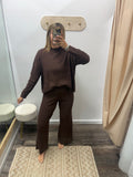 Ribbed Brown Mockneck Set