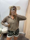 Luxe Sand Wash Rib 1/4 Zip Sweater