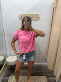 Ribbed Striped Top - Pink