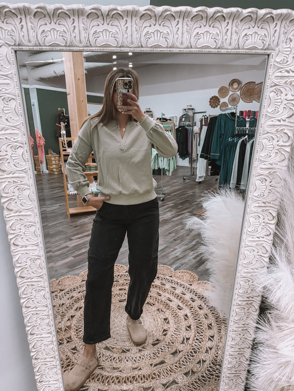 Dusty Olive: Washed Pullover